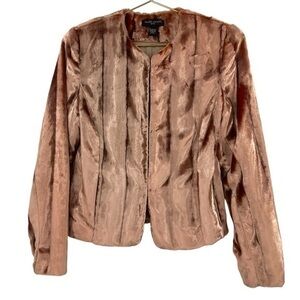 Vintage Valerie Stevens Faux Fur Rose Gold Padded Shoulders Jacket Petite Small
